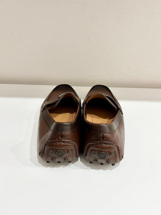Salvatore Ferragamo Florin Leather Moccasin Driving Loafer Shoes Brown Men 10.5E