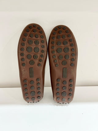 Salvatore Ferragamo Florin Leather Moccasin Driving Loafer Shoes Brown Men 10.5E