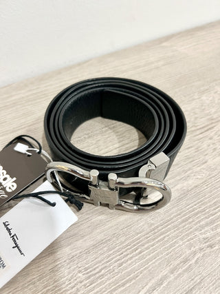 Ferragamo New Men's Black Leather Belt, 46