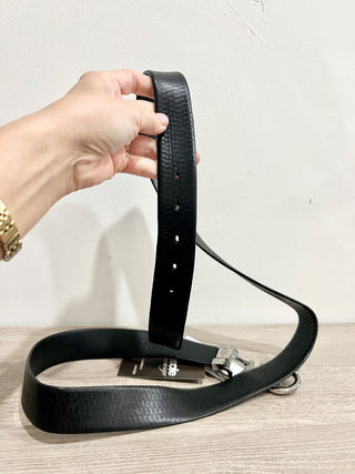 Ferragamo New Men's Black Leather Belt, 46