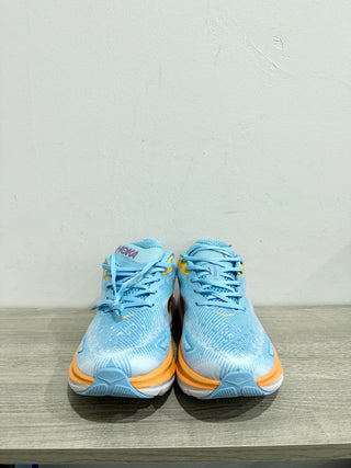 NWOT Hoka One One Clifton 9 Mesh Running Shoes Blue Orange Men's EU 42c / 9.5