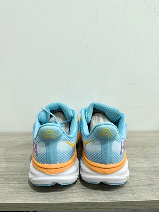 NWOT Hoka One One Clifton 9 Mesh Running Shoes Blue Orange Men's EU 42c / 9.5