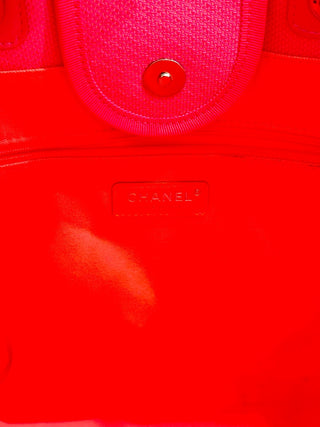 Chanel Deauville Extra Large Neon Pink/Orange  Canvas Tote Shopper Bag