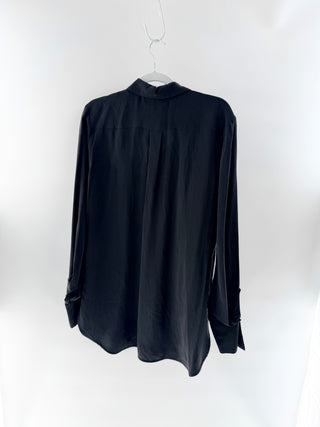 By Malene Birger Colline Silk Long Sleeve Button-Up Shirt Black Women's 38 / 8
