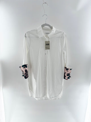 Equipment Femme Long Sleeve Oversized Cotton Button-Up Shirt White Women's S