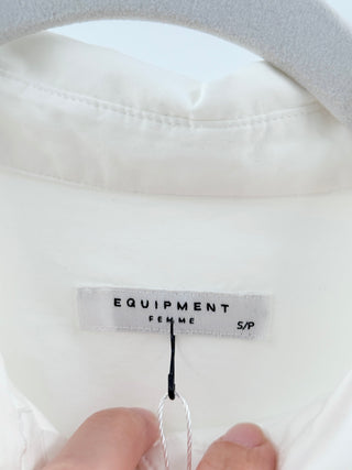 Equipment Femme Long Sleeve Oversized Cotton Button-Up Shirt White Women's S