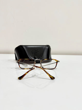 NWT Persol PO 3044V 52MM Brown & Gold Tortoise Optical Frames Rectangle Eyeglass