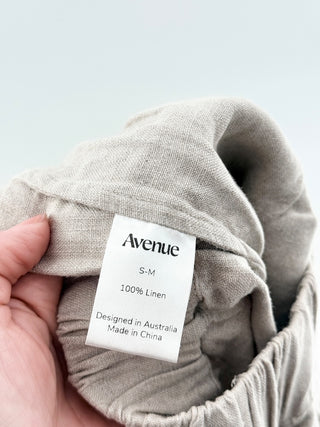 Avenue linen elastic waist wide leg pants, XS/S