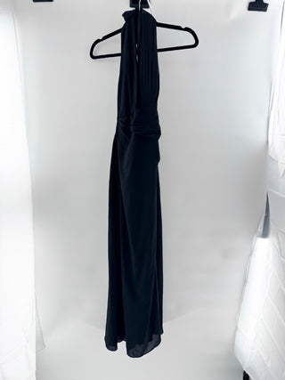 Calia Sleeveless Pleated Halter Neck Formal Maxi Dress Black Women's Size 6