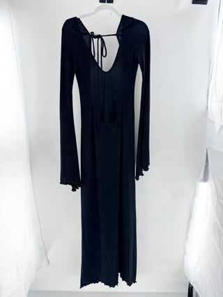 Suncillo Olya Stretchy Scoop Neck Open Back Long Dress Black Women's Size Small