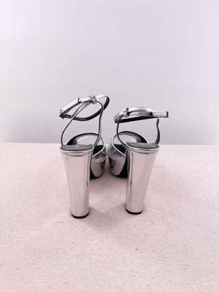 Saint Laurent jodie metallic leather platform sandals, 39.5