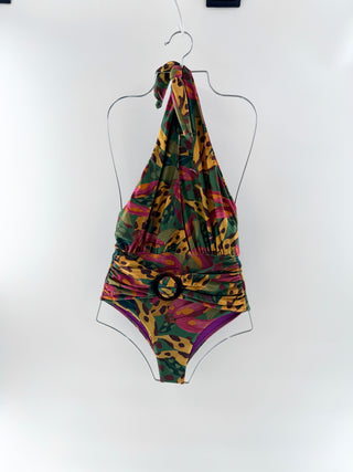 Farm Rio cow print bananas one piece swimsuit, XS