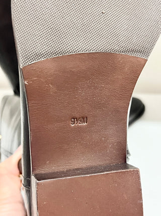 NWT Tory Burch Eloise Leather Gold Logo Riding Knee High Boots Women's brown 9.5