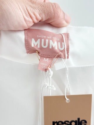 Show Me Your Mumu satin mini dress featuring draped cowl neckline, adjustable spaghetti straps, and sleek slip silhouette, M
