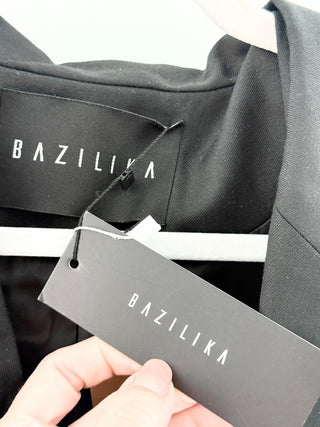 NWT Bazilika Cotton Blend Long Sleeve Notch Lapel Oversized Bazer Black M/L