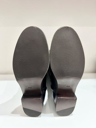 NWT Tory Burch Eloise Leather Gold Logo Riding Knee High Boots Women's brown 9.5