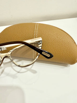 NWOT Tom Ford TF5354 Brown Striped Cream Optical Frames Cat Eye Eyeglass