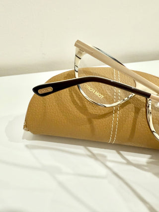 NWOT Tom Ford TF5354 Brown Striped Cream Optical Frames Cat Eye Eyeglass