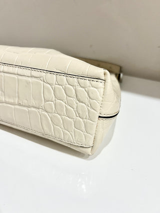 Staud Alligator Pattern Off-white faux leather Handbag