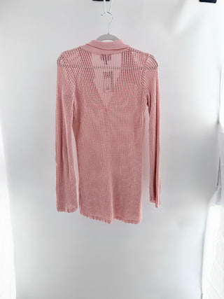 Show Me Your Mumu Button Up Coverup Dress Peachy Pink Crochet Womens Small