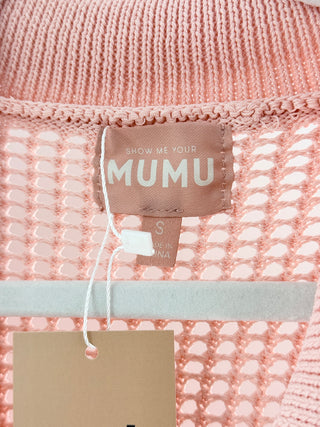 Show Me Your Mumu Button Up Coverup Dress Peachy Pink Crochet Womens Small