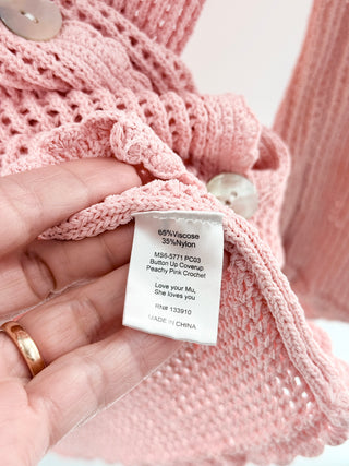 Show Me Your Mumu Button Up Coverup Dress Peachy Pink Crochet Womens Small