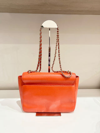 Tory Burch leather metal logo medium size flap bag