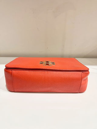 Tory Burch leather metal logo medium size flap bag