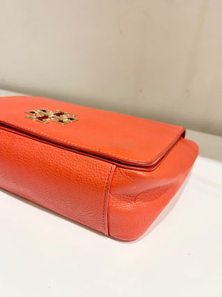 Tory Burch leather metal logo medium size flap bag