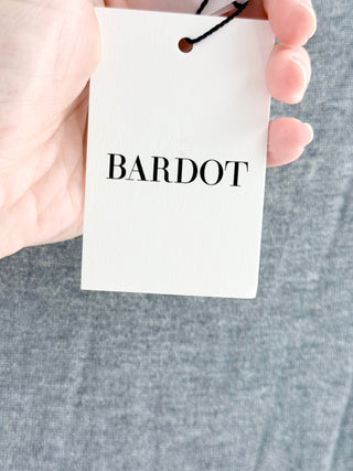 Bardot Astoria knit maxi dress featuring high mock neckline, body-skimming fit, and softly flared hem, 2