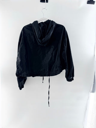 ENVT enAvant Cotton Long Sleeve Hooded Coated Windbreaker Jacket Black Women S/M