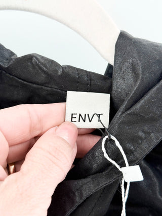 ENVT enAvant Cotton Long Sleeve Hooded Coated Windbreaker Jacket Black Women S/M