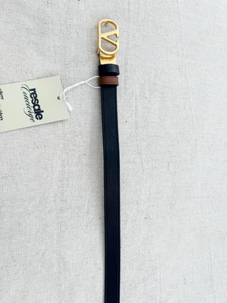 Valentino leather reversible belt with gold buckle, 80/32