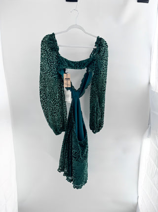 NWT Majorelle Mariah Leopard Cutout Mini Dress Green Deep Teal Women's Size S