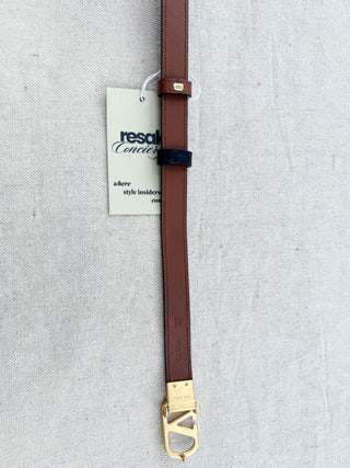 Valentino leather reversible belt with gold buckle, 80/32