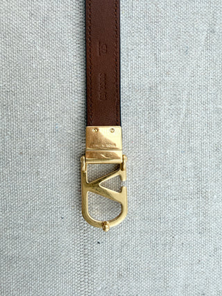 Valentino leather reversible belt with gold buckle, 80/32