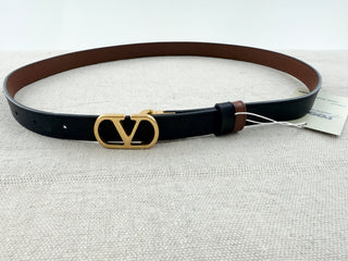Valentino leather reversible belt with gold buckle, 80/32