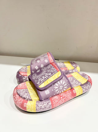 NWT Arizona Love Bandana Print Platform Slide Sandals Multi Women's Size EU 37