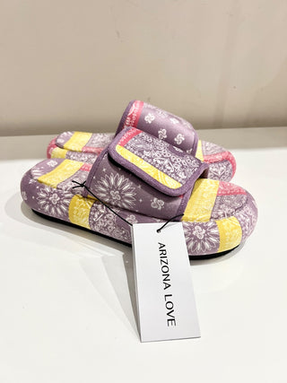 NWT Arizona Love Bandana Print Platform Slide Sandals Multi Women's Size EU 37