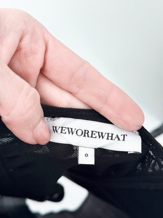 WeWoreWhat matching denim set crystals corset top and jeans, top 0 / bottom 24