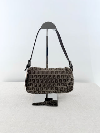 Fendi FF zucca print baguette small canvas and leather bag