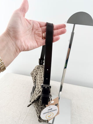 Fendi FF zucca print baguette small canvas and leather bag