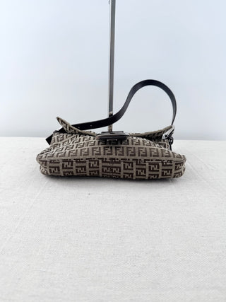 Fendi FF zucca print baguette small canvas and leather bag