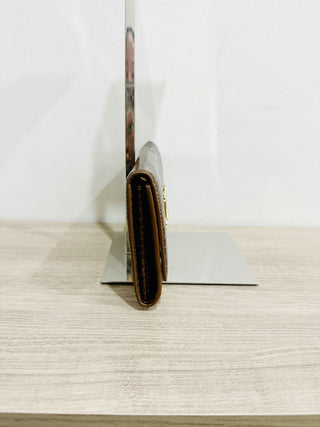 NWOT Max Mara Crocodile Texture Leather Clutch Wallet Brown