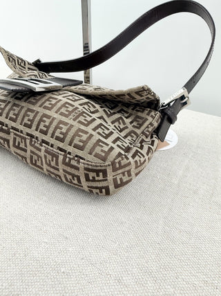 Fendi FF zucca print baguette small canvas and leather bag