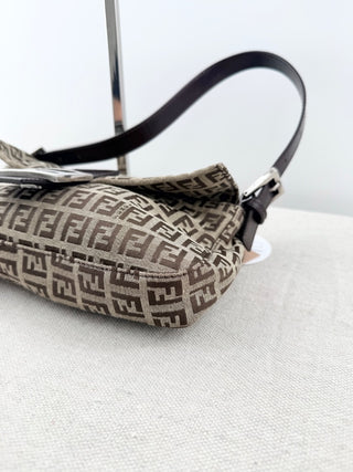 Fendi FF zucca print baguette small canvas and leather bag