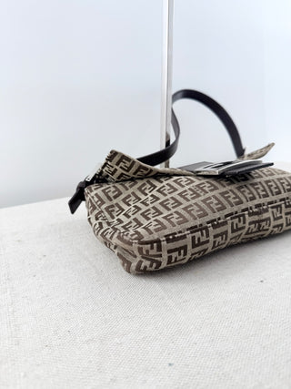 Fendi FF zucca print baguette small canvas and leather bag