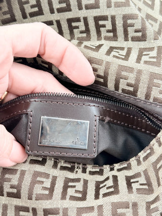 Fendi FF zucca print baguette small canvas and leather bag