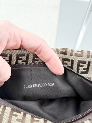 Fendi FF zucca print baguette small canvas and leather bag