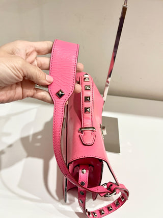 Rebecca Minkoff Pink Handbag w/silver stones on strap